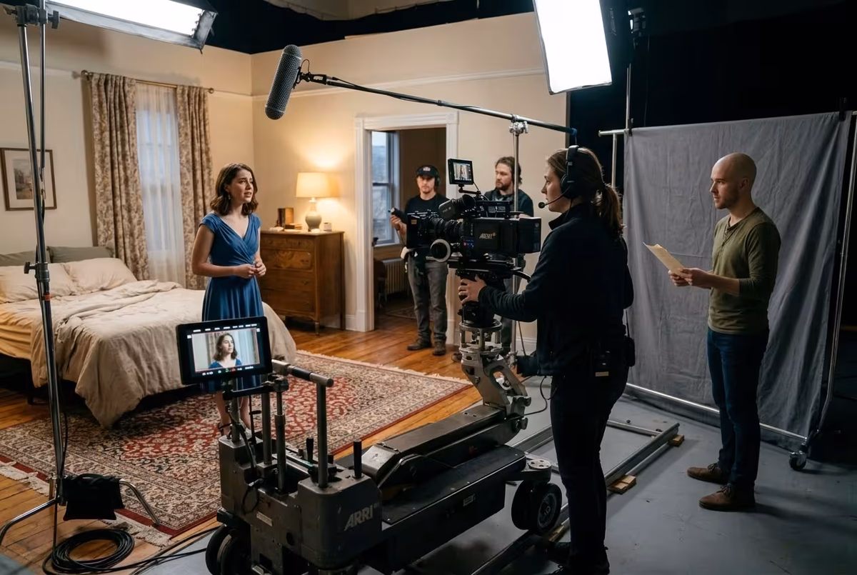 Actress acting on set